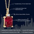 thumbnail image 2 of Gem Stone King 18K Yellow Gold Plated Silver Red Created Ruby Pendant Necklace for Women (3.83 Cttw, Gemstone July Birthstone, Emerald Cut 10X8MM with 18 inch Chain), 2 of 5