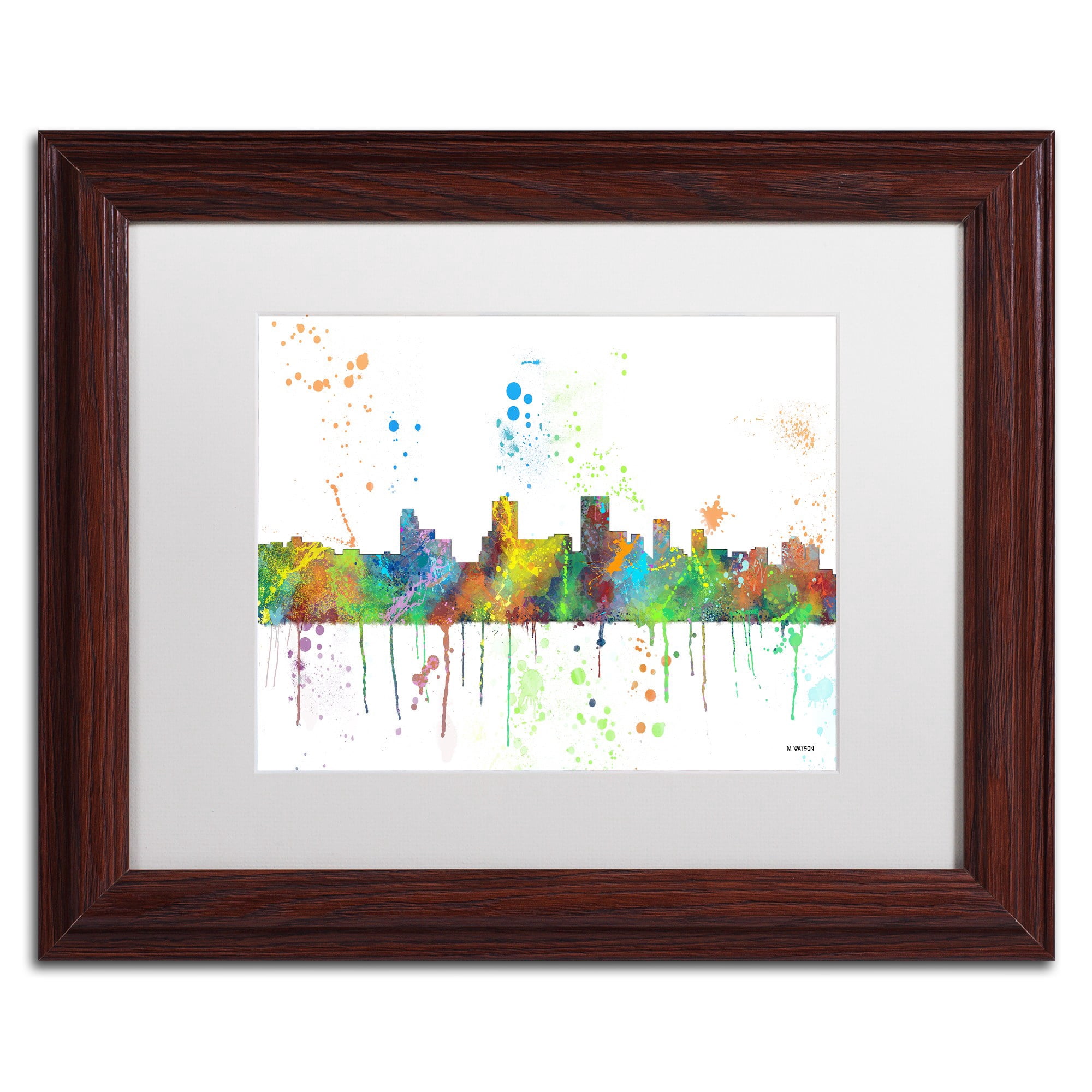 Trademark Fine Art "Springfield Illinois Skyline Mclr-1" Canvas Art by Marlene Watson, White Matte, Wood Frame