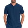 thumbnail image 2 of Men's Nursing Scrubs Quarter Zip Up V-Neck Scrub Tops with Chest Pocket Soft Stretch Medical Uniform Pullovers, 2 of 6