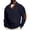 34-Navy, variant on Mens Textured Henley Pullover Sweatshirt Long Sleeve Casual Tops with Button Placket and Patch Elbows Vintage Style Knit Jacket Smart Casual Outerwear Navy XL