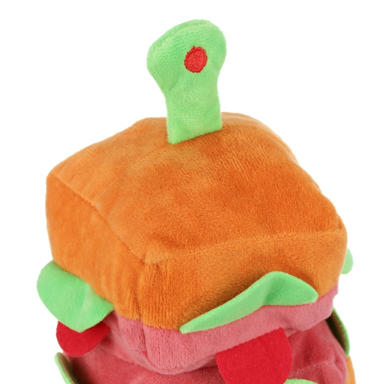 Mario Lopez Plush Dog Toy, Multi Stacked Sandwich with a Built in  Squeaker,Multi color 