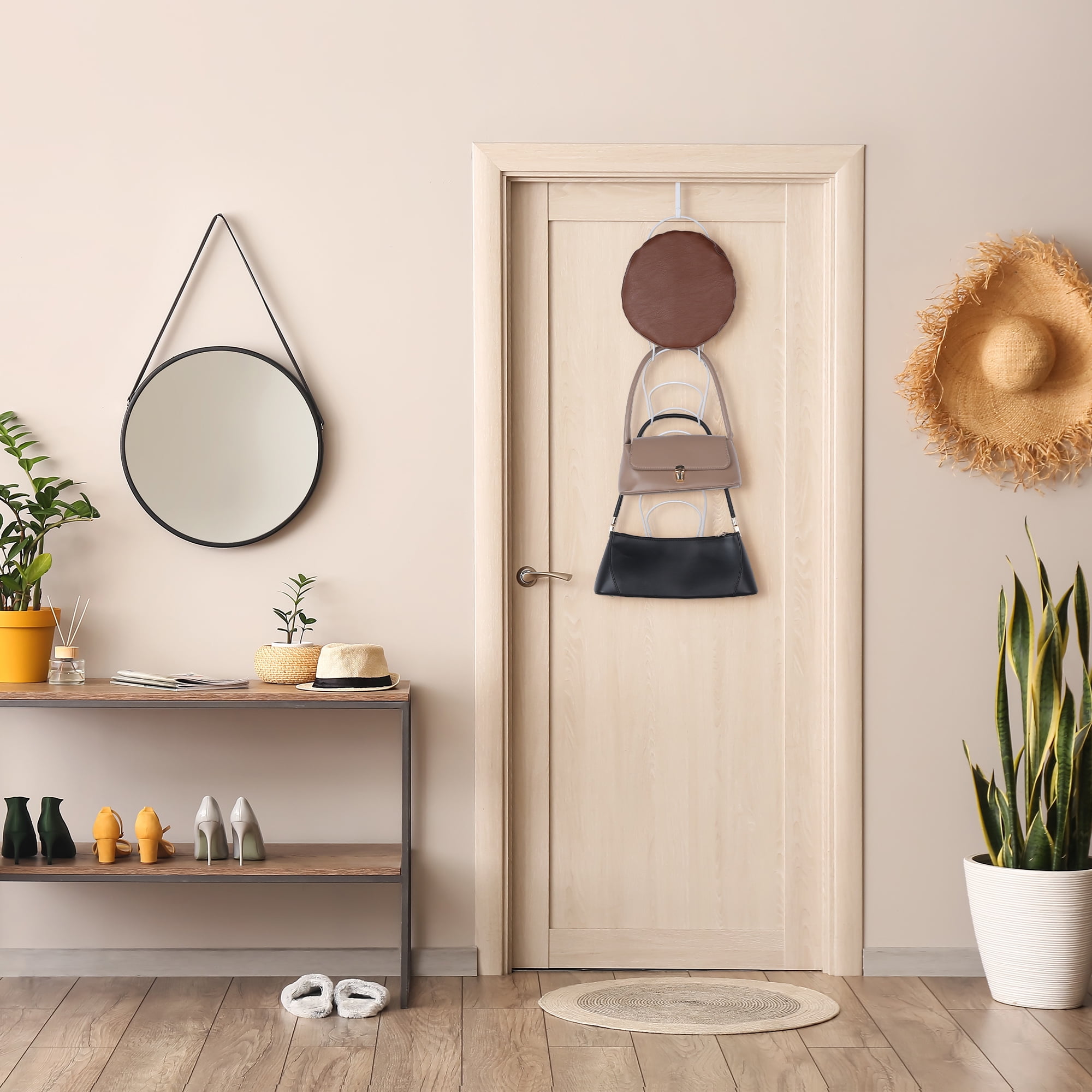 Unique Bargains Hat Rack 5 Pack Coat Hooks Display Storage Rack Wall Mounted Hanging White
