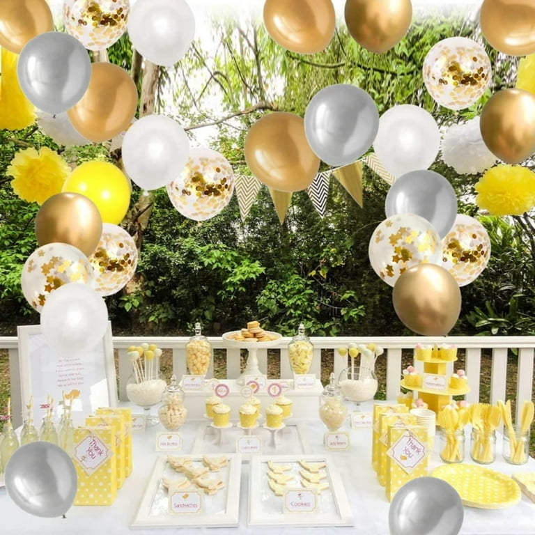 Balloons Birthday Party Decoration Gold White