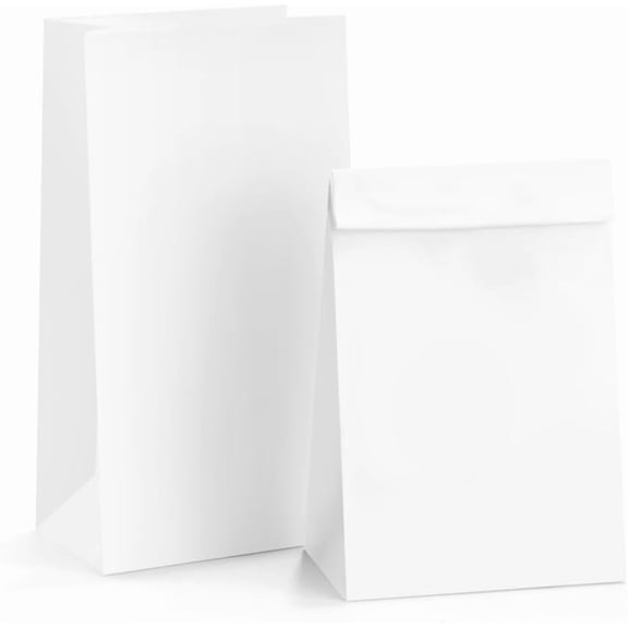 Paper Lunch Bags 6lb 100Pcs Kraft Bulk, Craft, Bread, White Snack Bags, 6x3.54x11 Inches Sack Lunch Bags