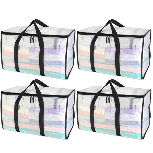 Bolsas de almacenamiento BALEINE Oversized Moving, 24 galones, paquete de 4 unidades, transparentes