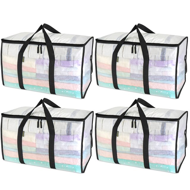 Bolsas de almacenamiento BALEINE Oversized Moving, 24 galones, paquete de 4 unidades, transparentes