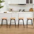 thumbnail image 5 of Zesthouse 25″ Swivel Counter Stools Set of 2, Mid-Century Backless Counter Height Barstools with Metal Legs, Solid Rubber Wood Bar Chairs for Kitchen Island, Natural, 5 of 9