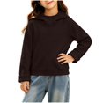 thumbnail image 4 of Girls Solid Color Pullover Hooded Sweatshirt, Draped Cowl‑Neck Long Sleeve Casual Hoodie, Soft Loose‑Fit Kids Tops, 4 of 6