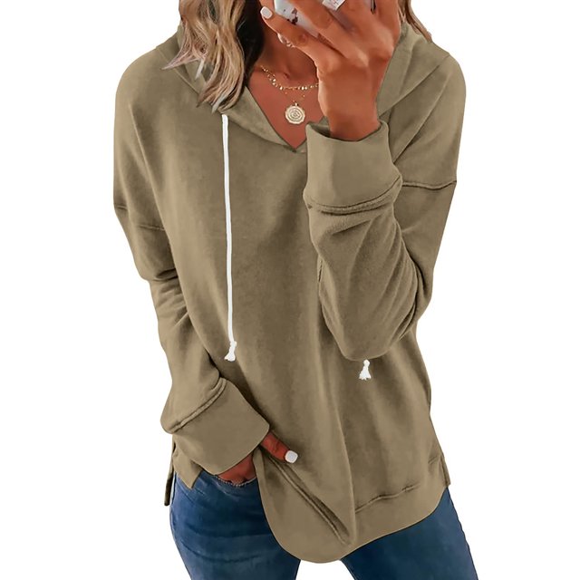Ichuanyi liquidación mujer capucha casual capucha sólida manga larga sudadera con capucha sudadera túnica suelta blusa de invierno ICHUANYI WER202308182090