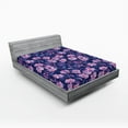 thumbnail image 2 of Ambesonne Fantasy Floral Fitted Sheet, Night Flowers Petals, Queen Size, Indigo Pale Pink Mauve, 2 of 5