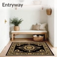 thumbnail image 3 of ODIKA 4'x6' Machine Washable Non-Slip Area Rug, Traditional Paisley Swirl Eco Friendly Entrance High Traffic Rug with Pad, Black, 664111, 3 of 8