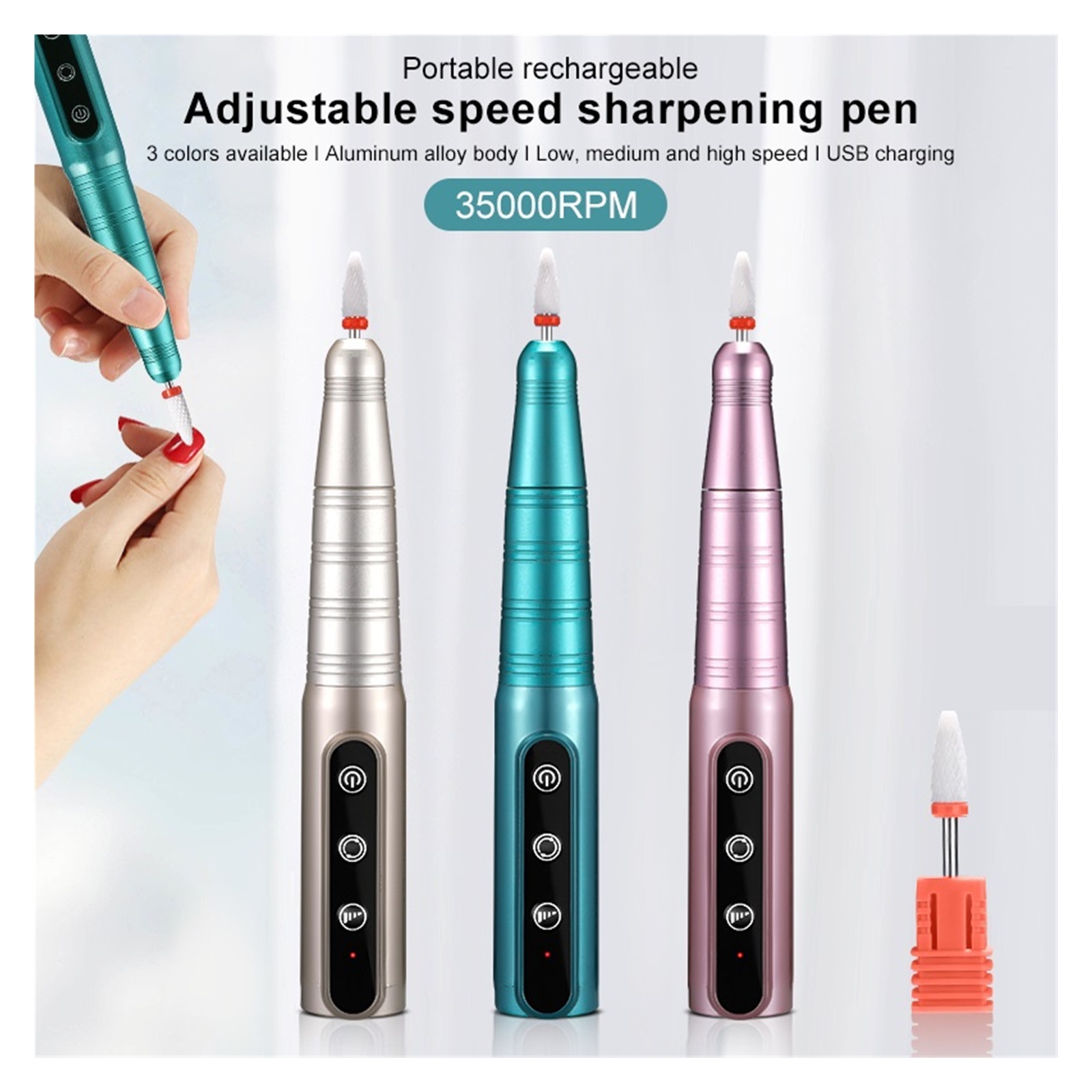 Nail Drill 35000 RPM Professional Nail Drill Machine, Electric Nail Polishing Set, Manicure Pedicure Salon Nail Tools ,Low Noise