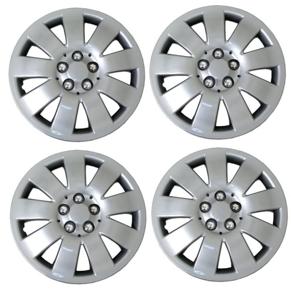 TuningPros WSC3-721S15 Set of 4  Metallic Silver Hubcaps 15" - Hub Caps Wheel Skin Cover 15 inches 4 Pcs Set