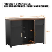 Coffee Bar Cabinet with Fridge Space, Mini Fridge Cabinet，Buffet Sideboard，53.2L