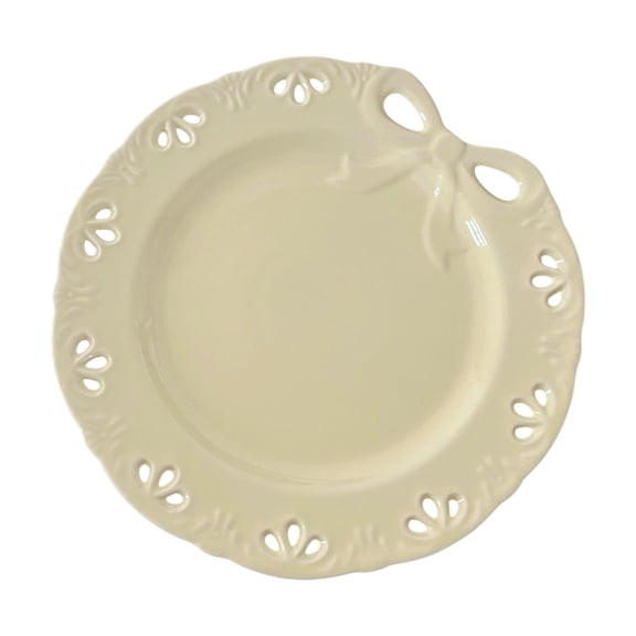 Nkmbld Exquisite Bow Appetizer Plates, Reusable Lightweight Dinner Dishes Plates Salad Dessert Dinner Dish Household Art Tableware, Yellow