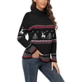 thumbnail image 4 of Asklazy Women's Turtleneck Sweater Long Sleeve Cozy Warm Casual Lightweight Soft Pullover Jumper Tops,US Size,Christmas Elk Black,M, 4 of 8
