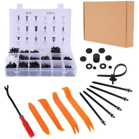 Stanz (TM) 415PCS Car Retainer Clips Fasteners with Removal tools Door Panel Remover, 18 Sizes of Plastic Push Rivets Clips Kit for Ford Chrysler Toyota Mazda Suzuki Honda