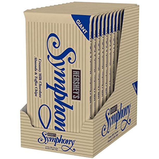 Hersheys Symphony Chocolate Candy Bars With Almonds And Toffee, 6.8Ounce, (Pack Of 12