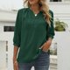 thumbnail image 4 of Tops de Mujer Blusa Informal Elegante Camisas de Gasa Con Cuello en V Botones Color Sólido Jersey 3 4 Camiseta de Manga Odeerbi  ODB172606, 4 of 5