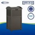 Suncast 33 Gallon Hideaway Trash Can for Patio Brown