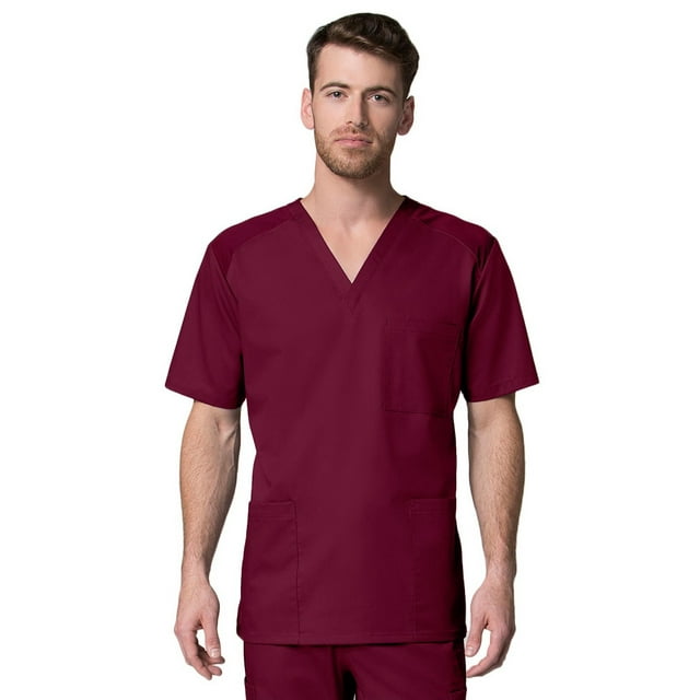 Maevn Uniforms Men's V-Neck Mesh Panel Solid Scrub Top