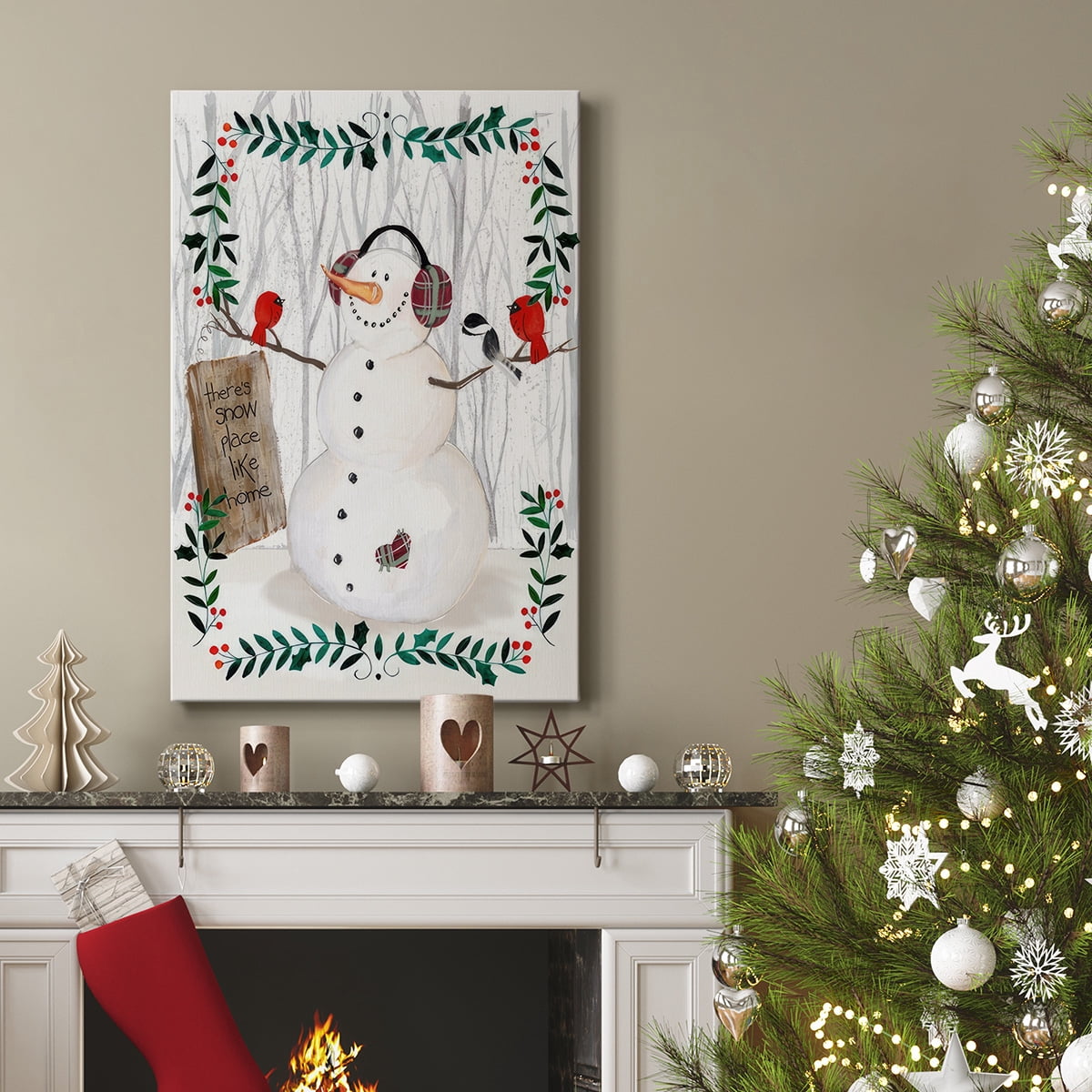 Folk Snowman Forest II- Gallery Wrapped Canvas