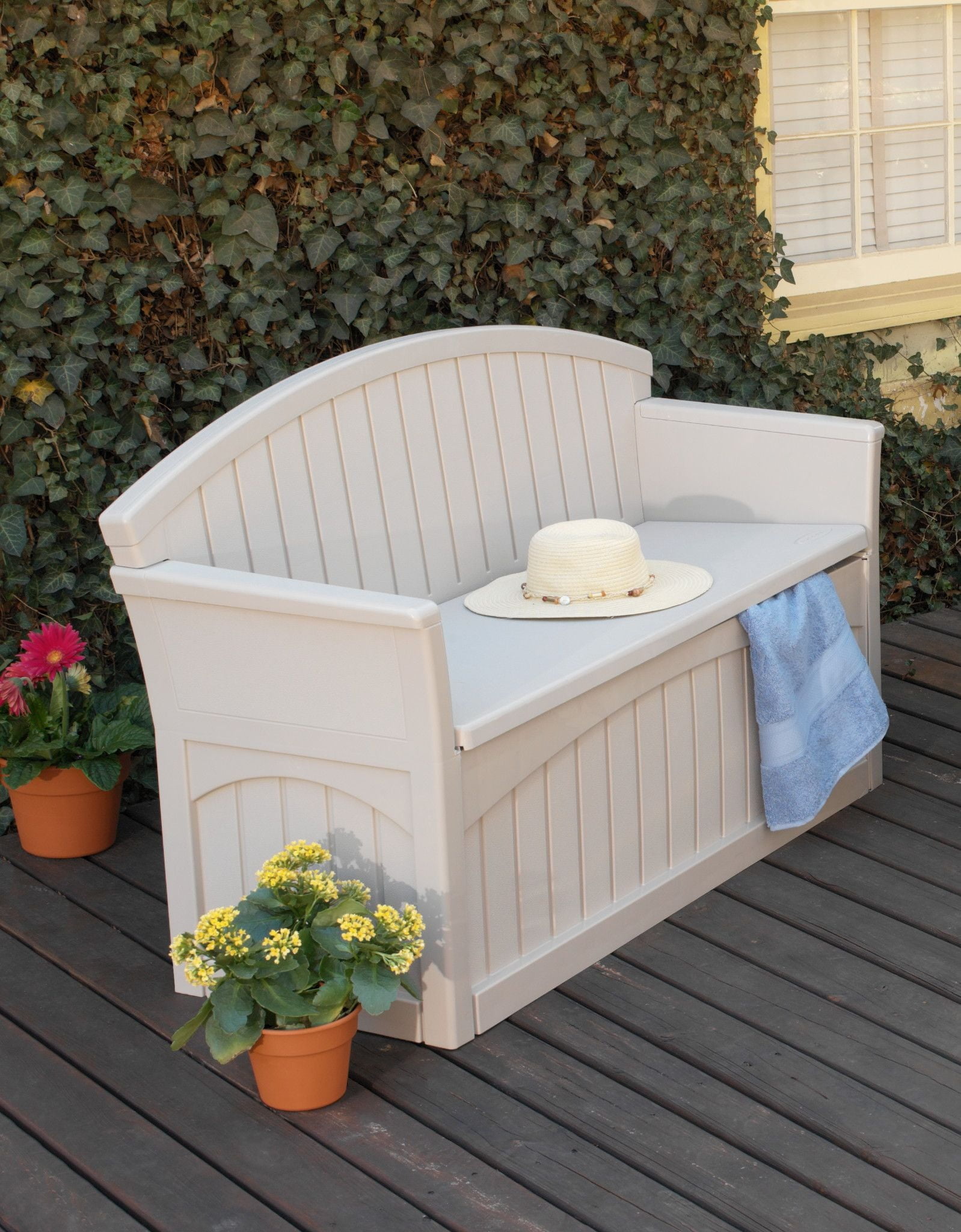 Suncast 50 Gallon Outdoor Deck Storage Bench Light Barbados Ubuy