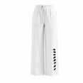 thumbnail image 4 of ROHUUQUE Jogger Pants for Women Cotton Linen Mid Rise Elastic WaistSolid Loose Cropped Trousers with Side Pockets Side Button White, 4 of 8