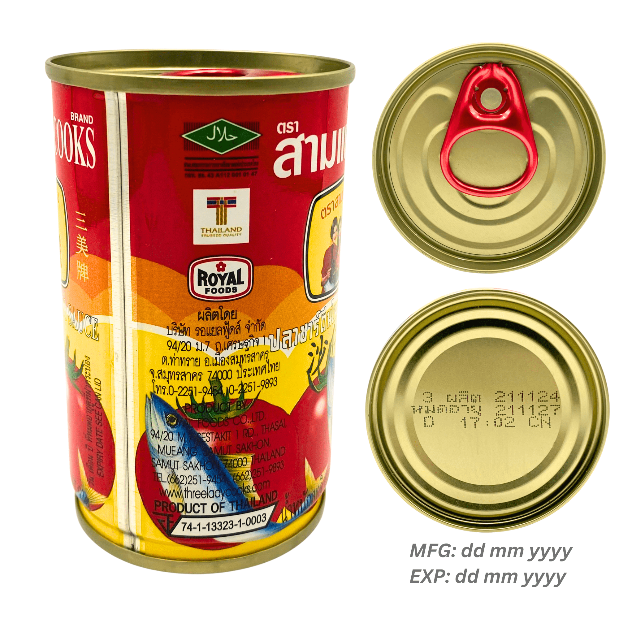 (10 pack) THREE LADY COOKS Canned Sardines in Tomato Sauce, 5.47 oz, Wild Caught Sardines, Ready-to-Eat Thai Canned Seafood