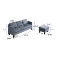 thumbnail image 2 of 3 Seat L Shape Sofa,Small Sectional Sofa with Ottoman, Comfortable Corduroy Couch, Modern Convertable Couches for Living Room Apartments Small Space, Gray, 2 of 6