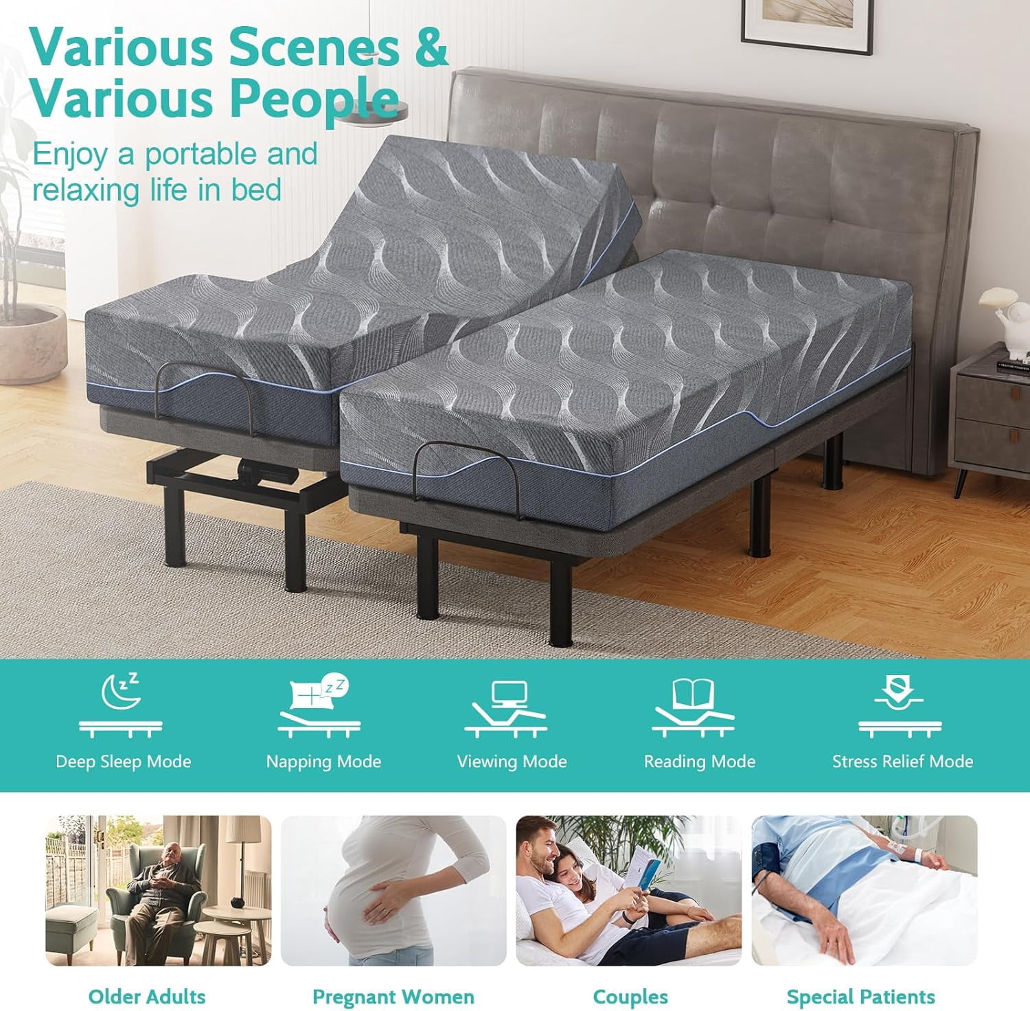 Vipbear 12-inch Twin-XL Memory Foam Mattress in a Box, Pressure Relief with Medium Firm Support, Suitable for Multiple scenarios Including bedrooms, Electric beds and RVs, 80" L × 38" W Gray