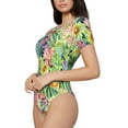 thumbnail image 2 of Easygdp Watercolor Blooming Cactus Women'S Waist-Cinching Short-Sleeved Onesie, Olastic Onesiet,Snaps At Bottom,Easy To Put On And Take Off - Large, 2 of 9
