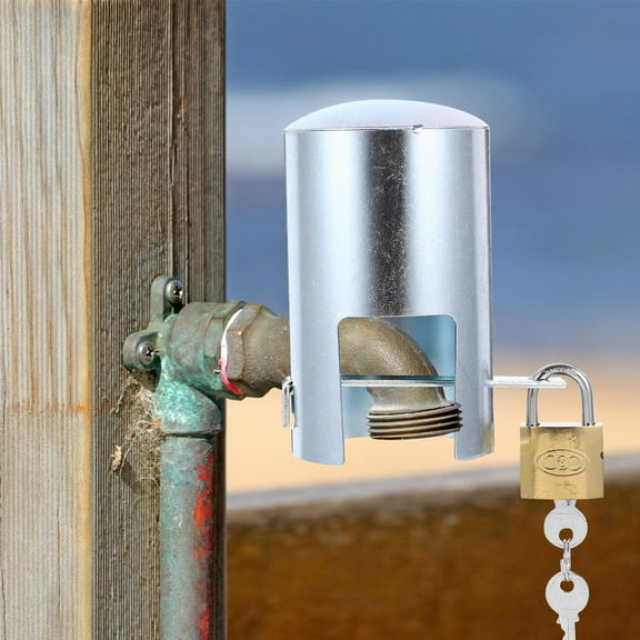 VERDANVERSE 1 Set Silver Faucet Lock Anti Theft Water Spigot Lock For Commercial And Residential Settings 5.11X2.95X2.87in