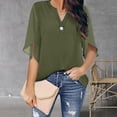 thumbnail image 2 of Ruyang Women's Summer Dressy Chiffon Blouses Flutter Sleeve Blouse Tops V Neck Ruffle Short Sleeve Tunic Tops For T Shirt plus Size Chiffon Shirt, 2 of 5
