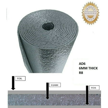 USEP -6mm Premium Reflective Insulation Roll Foam Core Radiant Barrier R8 48 inch X 10ft