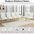 thumbnail image 3 of Velvet Dining Chairs Set of 2, Upholstered Tufted Dining Chairs with Stainless Steel Legs & Pull Ring for Dining Room, Living Room(Gold White), 3 of 6