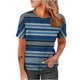 thumbnail image 1 of Blusa de manga corta con cuello redondo para mujer, con estampado de rayas, informal, con estampado Pompotops hkajfhjk464019, 1 of 5