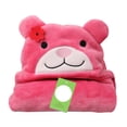 thumbnail image 1 of Manta con capucha para niños, suave y acogedora, de terciopelo coral, con forma de animal, para bebés y niños, con diseño de oso rosa y rojo., 1 of 12