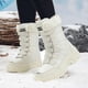 thumbnail image 2 of Botas de nieve impermeables de invierno para mujer, con aislamiento térmico, antideslizantes, para exteriores, color negro y blanco, 2 of 5