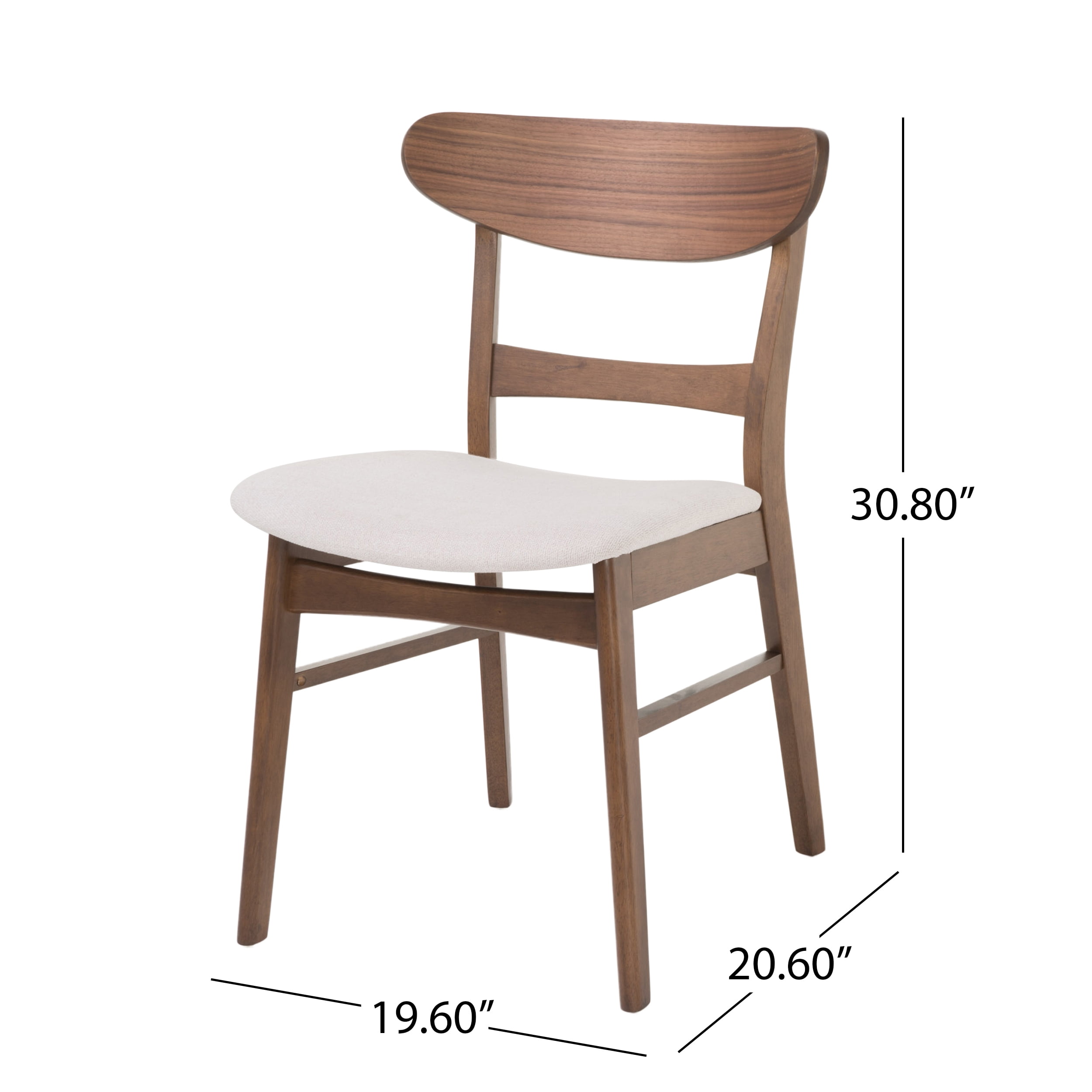 GDF Studio Isador Mid Century Modern Fabric Upholstered Wood Dining Chairs, Set of 2, Light Beige and Walnut