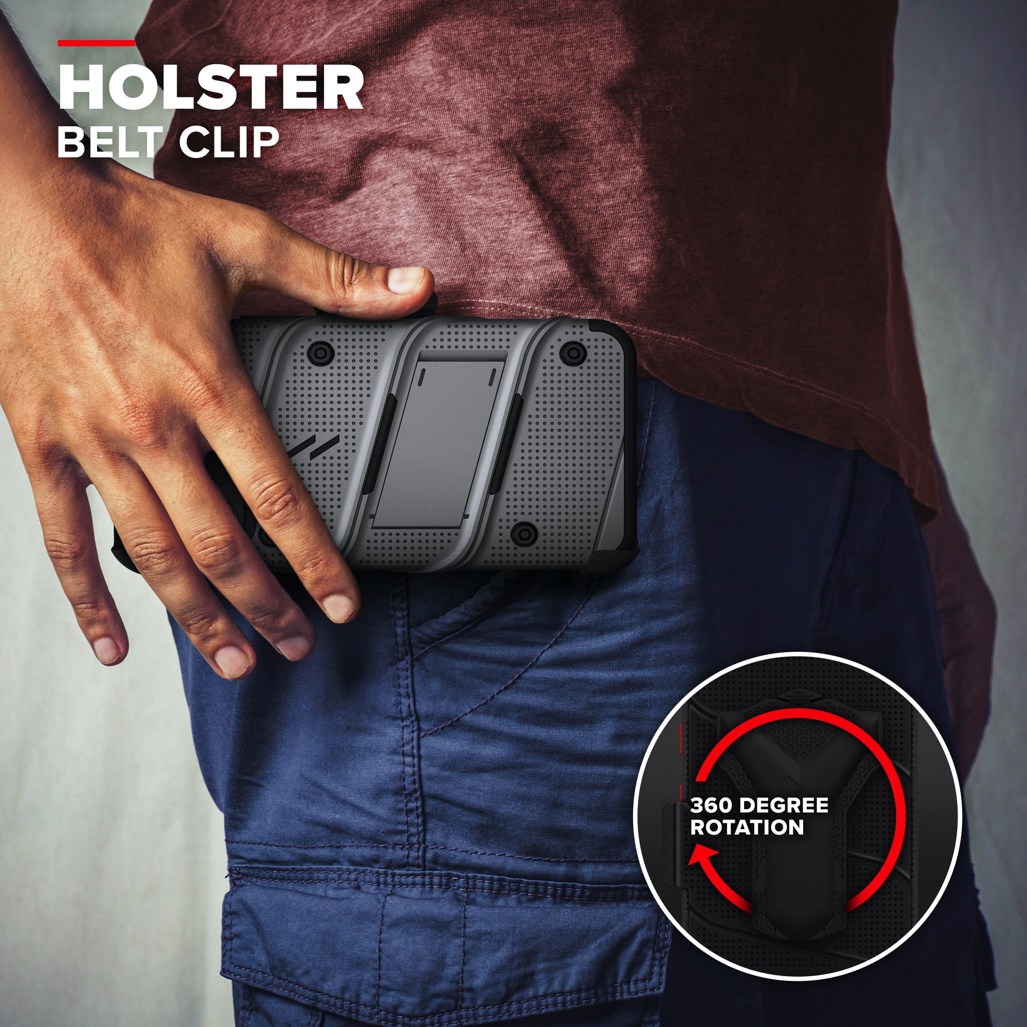 ZIZO BOLT Series for iPhone 12 / iPhone 12 Pro Case with Screen Protector Kickstand Holster Lanyard - Gun Metal Gray