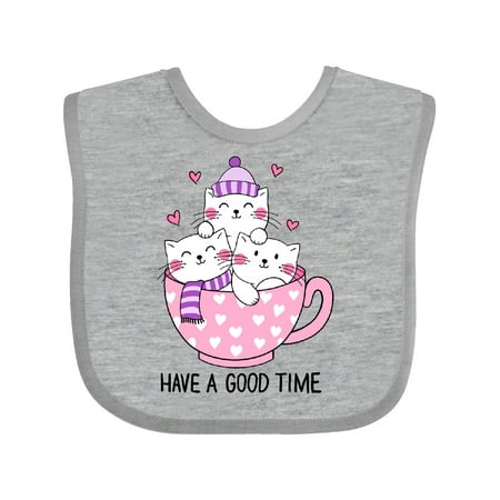

Inktastic Winter Cats in a Pink Teacup with Hearts Gift Baby Boy or Baby Girl Bib
