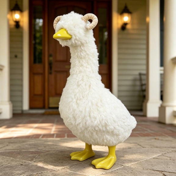 AZXY Porch Goose Outfits, 23 Inch Sheep‑Themed Plush Goose Costume for Cement & Plastic Porch Goose Statue, Duck Goose Clothing for Outdoor Garden Yard Lawn Patio Statue Home Decoration