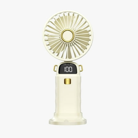 

Portable handheld fan handheld/neck/desktop 3-in-1 small fan 90° foldable desktop fan (with base for cell phone) aromatherapy fan women s special makeup fan LED 5-speed 2400mAh(White)