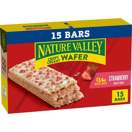 Nature Valley Strawberry Crispy Creamy Wafer Bars, Whole Grain, 15 Bars, 19.5 oz