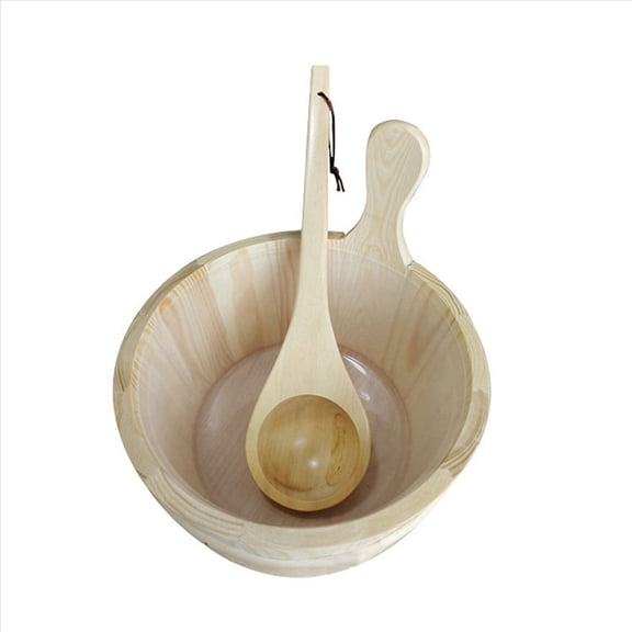 2X Wooden Sauna Bucket and Spoon Handmade Sauna and Spa Accessories Wooden Sauna Bucket