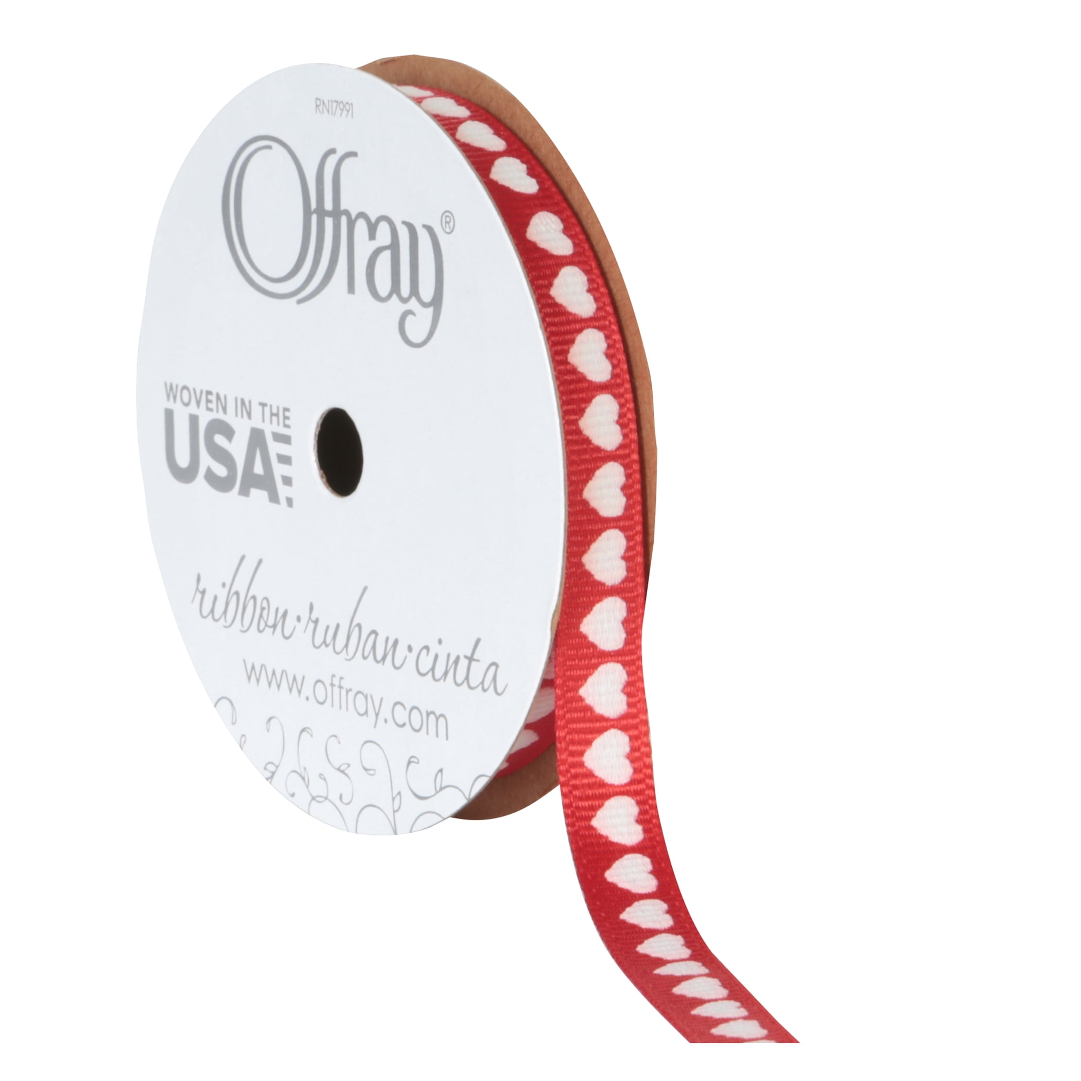 (3 pack) Offray Ribbon, Red 3/8 inch Grosgrain Polyester Ribbon, 9 feet