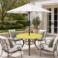thumbnail image 2 of Round Outdoor Tablecloth with Umbrella Hole and Zipper, Yellow Moire Tablecloth with Elastic Waterproof, Water Ripple Stripe Farmhouse Patio Table Covers for 36" - 44" Picnic Pool Tables, 2 of 9