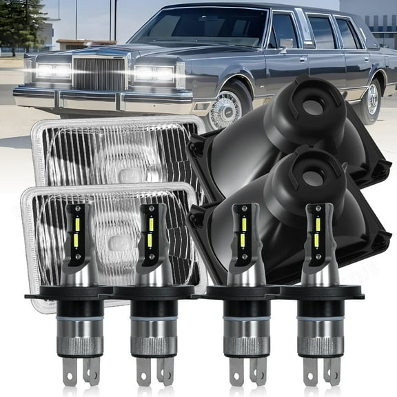 BSBSDJB 4PCS 4x6" GLASS LED Headlights High/Low Beam for Chevrolet Camaro Iroc-Z Z28 RS 1982-1992