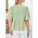 thumbnail image 2 of Blusa PRETTYGARDEN para mujer, con lazo en la parte delantera, a rayas, color verde militar 2025, 2 of 9
